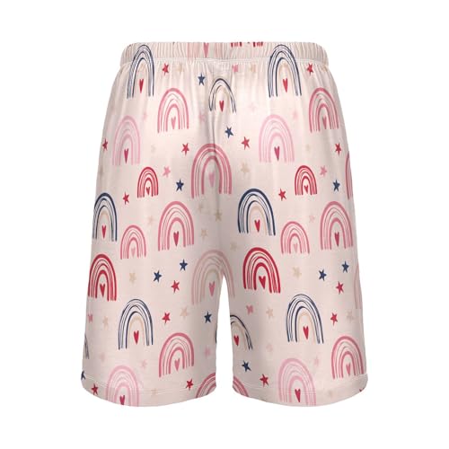 Men's Pajama Shorts Rainbow Star Pink Athletic Pajama Sleep Bottoms with Pockets 23041642