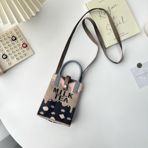 Women's Knitted Handbag Woven Shopper Tote Bag Knot Wrist Bag Handmade Shoulder Bag Handbag(6)