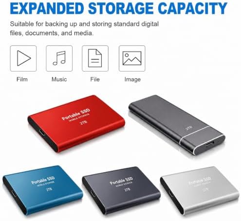 2TBExternal Hard Drive,1 Pack- Styles & Colors Shipped Randomly, Hard Disk Compatible with PC, Mac, Laptop - 1