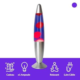 GIFTMARKET – Lampe à Lave Rouge et Violette, Lampe de Chevet Rétro 34 x 8,5 cm avec 2 Ampoules Incluses, Cadeau fun pour Adolescents et Décoration Originale pour Chambre
