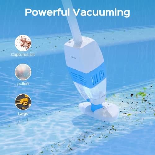 Wybot Handheld Pool Vacuum, Rechargeable Pool Cleaner Lasts 60-Mins, Telescoping Pole Included, Three-Wheels, Mesh Iron Filter, Strong Suction, Effective Tool For Above Ground Pools, Spas, Hot Tubs #TOP1