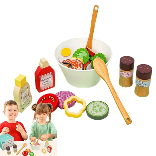 Generisch - Salat-Küchenspielzeug – - und Gemüsespielset aus Holz, Lernspielset für Lebensmittel | Pädagogisches Rollenspiel-Essensset für Kinder, fördert gesunde Essgewohnheiten als würden Sie Essensset