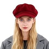 ZLSLZ Womens Woolen Elastic Octagonal Ivy Newsboy Cabbie Gatsby Painter Hat Cap Red