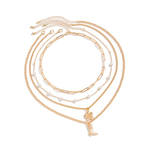 Ensemble de colliers à chaîne empilable anti-enchevêtrement perles chic
