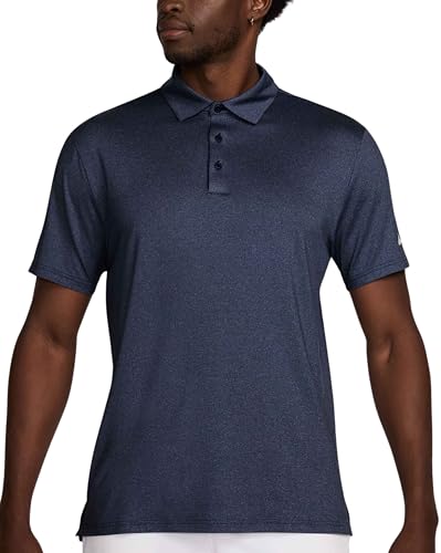 Nike Men's Dri-FIT Tour Golf Polo, 4-Way Stretch, Sweat-Wicking, Structured Collar, Chest & Back Swoosh Logo, Seasonal Colors (Midnight Navy | White (Sleeve), Medium)