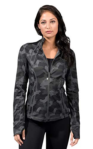 Yogalicious Lux Womens Running Jacket - Green Camo Lux - Medium