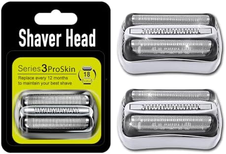 32S 2PC Series 3 Braun Electric Shaver Replacement Head compatible with Braun Series 3 Foil Shaver Replacement Heads S3 3040s 3080s-4 370cc 3070cc 3000s 3010, 3090cc Etc