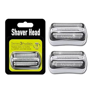 32S 2PC Series 3 Braun Electric Shaver Replacement Head compatible with Braun Series 3 Foil Shaver Replacement Heads S3 3040s 3080s-4 370cc 3070cc 3000s 3010, 3090cc Etc