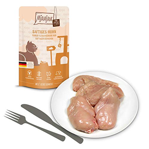 MjAMjAM - Premium Nassfutter für Katzen - Quetschie - saftiges Hühnchen pur, 12er Pack (12 x 125 g), getreidefrei mit extra viel Fleisch 2