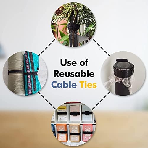 100pcs Reusable Cable Tie - Multi-Purpose Cable Management, Cable Tie Hook Loo for Home & Office Garden (Black)