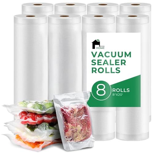 Image of EconoHome 8 inchx20' Heavy Duty Vacuum Seal Bags for Food 8 Pack - Commercial-Grade, Airtight & Leakproof Plastic Vacuum Storage Bags for Sous Vide, Meal Preparation, Processing & Dry Aging Meat