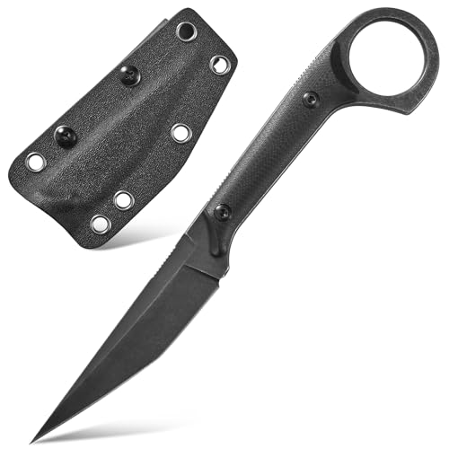 Gtkii GTK140 Fixed Blade Knife, D2 Steel Blade G10 Handle EDC Tool Knife for Outdoor Camping Hiking Hunting(Black)