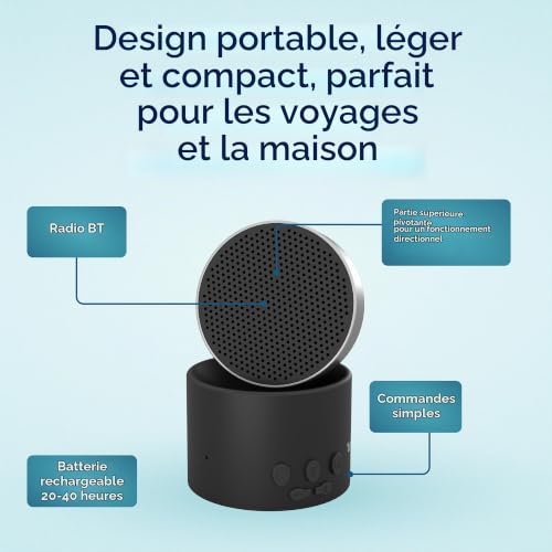 Lectrofan Micro2 Portable White Noise Fan Sound Machine et haut-parleur Bluetooth (Noir) – vue 6