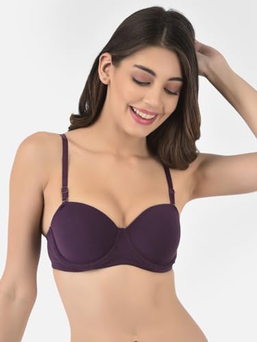 Image of Softline Women's Cotton Rich Padded Wired Demi-Cup Bra | Seamless, Breathable & Soft Fabric | Everyday Comfort & Support
