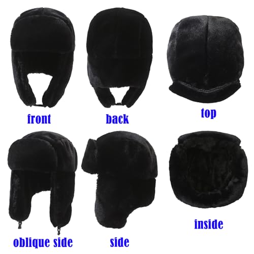 DKDDSSS Unisex Winter Fliegermütze, Wintermütze mit Ohrenklappen Damen Herren Winddicht Trappermütze Russische Mütze Ushanka Warme Kunstfellmütze Bombermütze für Skaten Radfahren Outdoor Aktivitüten