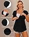 Ekouaer Maternity Shirts 3 Packs Flying Short Sleeve Nursing Tops Pregnancy Clothes Wine red+Grey+Black M