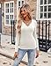 Zeagoo Womens Long Sleeve Shirts Sexy Low Cut V-Neck Tshirt Slim Fitted Rib Knit Basic Tops Casual Fashion 2025 Y2k Tops Teen Girl Clothes White X-Large