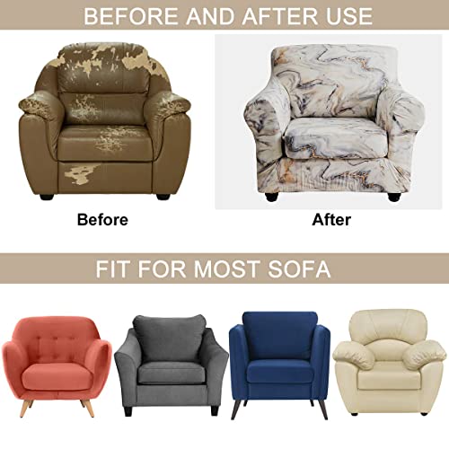 Crfatop Printed Couch Chair Cover Floral Pattern Armchair Cover With Separate Cushion Cover 2 Piece Stretch Armchair Slipcover Washable Sofa Furniture Covers,(Small,02) #TOP4
