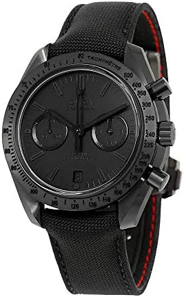Omega Speedmaster Moonwatch Chronograph Mens Black Face Black Nylon Strap Swiss Automatic Watch 311.92.44.51.01.005