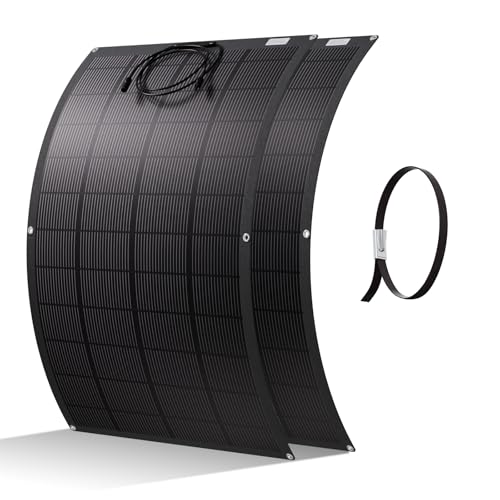 ECO-WORTHY Panneau Solaire Souple 400W(2 * 200W), Matériau ETFE Cellule Mono 18BB 25% de Conversion élevée pour Balcon, Camping-car, Bateau, Toit, Camping, Maison, Yacht, Surfaces irrégulières