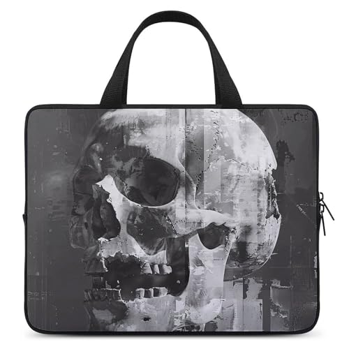 Sac ordinateur 17" motif crâne : sacoche bandoulière vintage