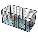 ペットサークル 犬 ペットフェンス サークルケージ ドア付き DIY 室内 屋外 置くだけ 柵 サークル 犬 セットドア付 6枚 高さ60cm 接続式 簡単組み立て 工具不要 ダブルロック ペットケージ 犬用 広げる レイアウト自由 120×60cm ブラック