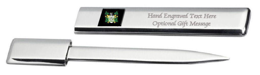 Furman Family Crest Surname Coat of Arms Heraldry Engraved Letter Opener