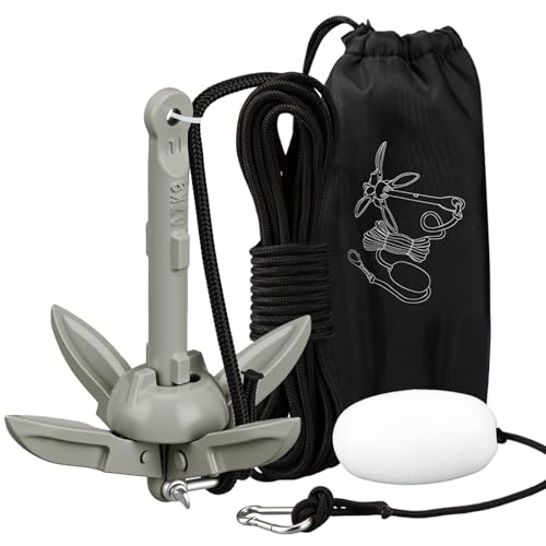Image of MorningRo 1 Pack 1.5 /3.5 lb Marine Kayak Anchor Kit with 40ft Rope and Buoy Folding Grapnel Boat Anchor Kit Kayak Fishing Accessories for Small Boats, Canoe, SUP Paddle Boards