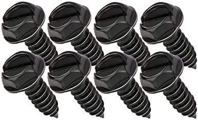Aujen License Plate Screws, Rustproof Stainless Steel License Plate Screw Kit, Suitable for Screw Holes Size of 3/4" x 1/4" License Plate Bolts, Black License Plate Screws for Most Vehicles (8 Pcs)