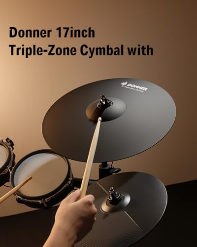 Donner Mute Cymbal for Electronic Drum Set, 17-inch Triple-Zone Crash/Ride Cymbal for Electric Drum Kit, 3 Zone E Cymbal for Digital Drum (CYB-17T) - image 2