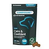 VetriScience Calm & Confident Chews, Composure Clinically Tested Calming Supplement for Dogs, Reduce Stress & Fear, Ideal for Thunderstorms, Fireworks & Travel, Chicken, 120 Count - New Look