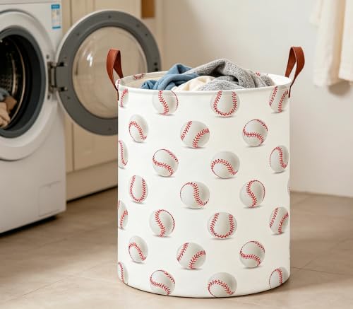 Image of CLOCOR Laundry Basket,Waterproof Fabric Storage Container,Room Decor,Gift Basket(Baseball)