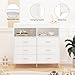 Babevy Changing Table Dresser with Drawers, Baby Dresser with Changing Table Top, Power Outlet, LED Light & Metal Feet, Diaper Changing Station Nursery Organizer for Infants Newborn, White
