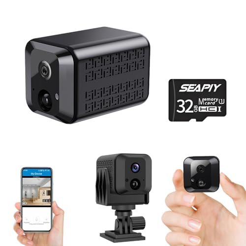 Mini fotocamera, telecamera di sorveglianza WiFi 4K HD con batteria integrata, piccola fotocamera con sensore di movimento, visione notturna, trasmissione in tempo reale e archiviazione cloud (mini2)