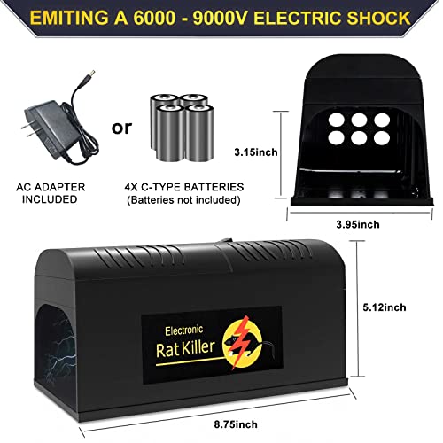 Rat Traps Indoor For Home - Electric Mouse Traps - Humane Electronic Rat Trap 7000V Instant Kill Rodent Zapper For Rats Mice Chipmunks, Squirrels, Reusable & Pet Safe #TOP1