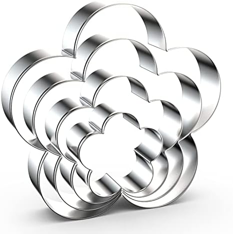 Plum Blossom Flower Cookie Cutter Set Large - 5 Inch, 4 Inch, 3 Inch, 2 Inch - Five Petal Scalloped Edge Spring Flower Cookie Cutters Shapes Molds - Stainless Steel