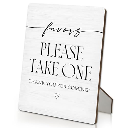 IRTAGANNY Wedding Favors Sign, Please Take One Sign, Baby Bridal Shower Favor Wooden Stand Signs 5X7, Wedding Table Decorations for Reception Ceremony Home Party(5x7 Inch)