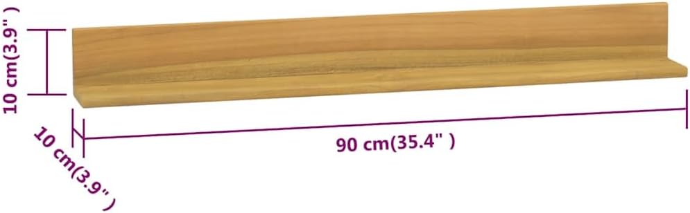 Wall Shelves 2 pcs, 35.4"x3.9"x3.9" Solid Teak Wood, Floating Ledge Design for Bathroom, Living Room, Bedroom Decor
