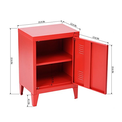 Houseinbox Office File Storage School Lab Supplies Stand Storage 2 Tier Cabinet Shelves, Detachable 4 Legs,Size:15.9'' X 12'' X 22.6'',Red #TOP2