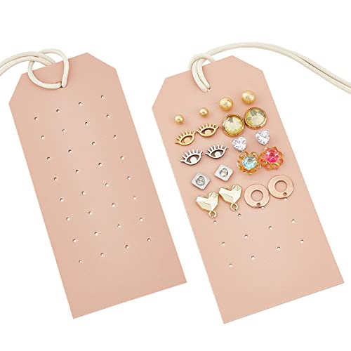 OLYCRAFT 7Pcs Portable Leather Earring Holders PeachPuff Leather Earring Displays Leather Stud Holder Earring Organizer Hanging Jewelry Organizer for Earrings Studs Jewelry Storage