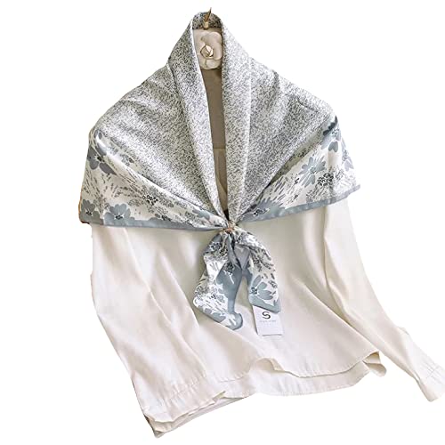 Hijab femme imprimé vintage grand châle satin soie 90x90 cm carré bandeau