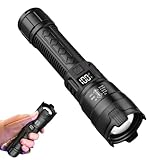 Linterna recargable USB, Linterna LED de mano - Potente linterna LED con zoom de mano,Herramienta de iluminación con pantalla digital para pesca, trabajo al aire libre, camping, senderismo y montañism