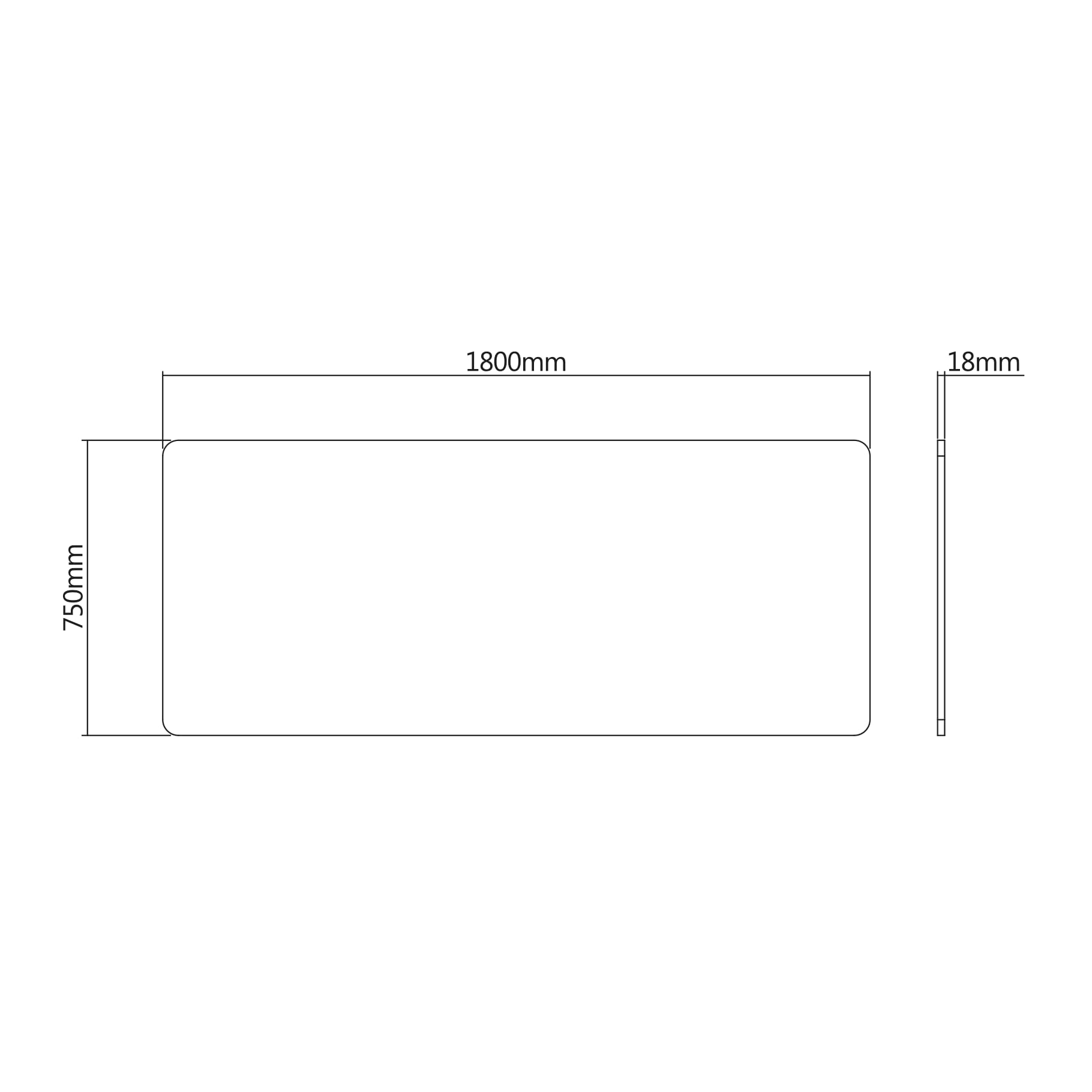 KIMEX - Vassoio da scrivania - 150 x 75 cm - Bordi rotondi - legno naturale - 150 – 0415