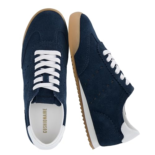Image of CUSHIONAIRE Topcat Genuine Leather Suede Sneakers for Women, Lightweight Everyday Casual Womens Shoes with Retro Style and Cushioned Comfort