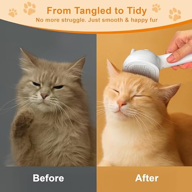 Steam Cat Brush for Shedding, 3 In 1 Cat Steam Brush for Indoor Cats and Dogs with Release Button, Self-Cleaning Pet Grooming Comb for Shedding, Massage & Detangling, Combing All In One-VUIdQoZI