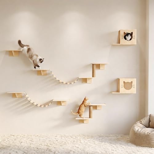 Muebles de pared para gatos COZIWOW de madera natural miniatura 1