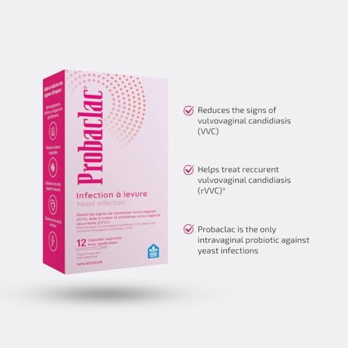 Probaclac Vaginal Probiotic Capsules for Yeast Infection Treatment & Balance Support, Helps Maintain Intimate Flora, Helps Treat (rVVC) , (12) Vaginal Capsules with Applicator, Dairy Free, Gluten Free, Soy Free (1) - 1