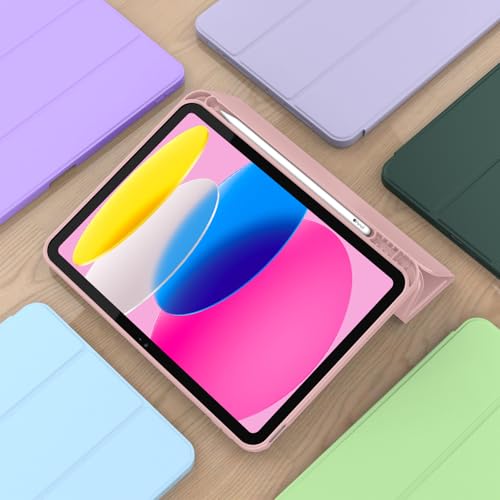 Image of ToaPoia Case for iPad (A16) 11 Inch 2025 /iPad 10th Generation 10.9 Inch 2022, Slim Trifold Stand Protective Cover with Pencil Holder and Soft TPU Back,Support Auto Sleep /Wake (Dark Salmon)