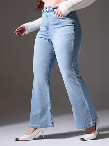 Image of Miss Chase A+ Women's Bootcut High Rise Regular-Length Stretchable Denim Shaping Jeans
