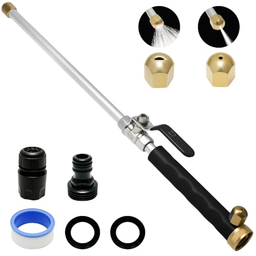 Jet Nozzle Power Washer for Garden Hose, Upgraded 2-In-1 High Pressure Wand With 2 Different Nozzles And Quick Connectors Hose Nozzle High Pressure Attachment for Patio Car Pet Window Washing (Black)